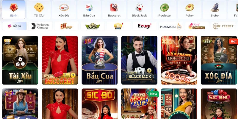 Trải nghiệm game ở nhiều sảnh cược chất lượng